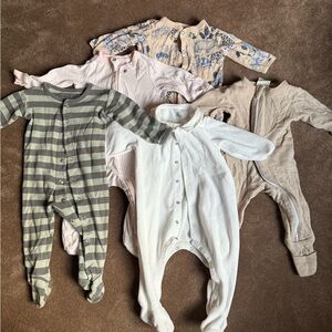 Carter's Cozy Footies Set - Striped Gray, White, Beige, and Blue